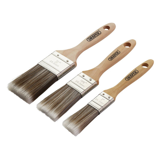 Draper Wood Handle Paint Brush Set (3 Piece)