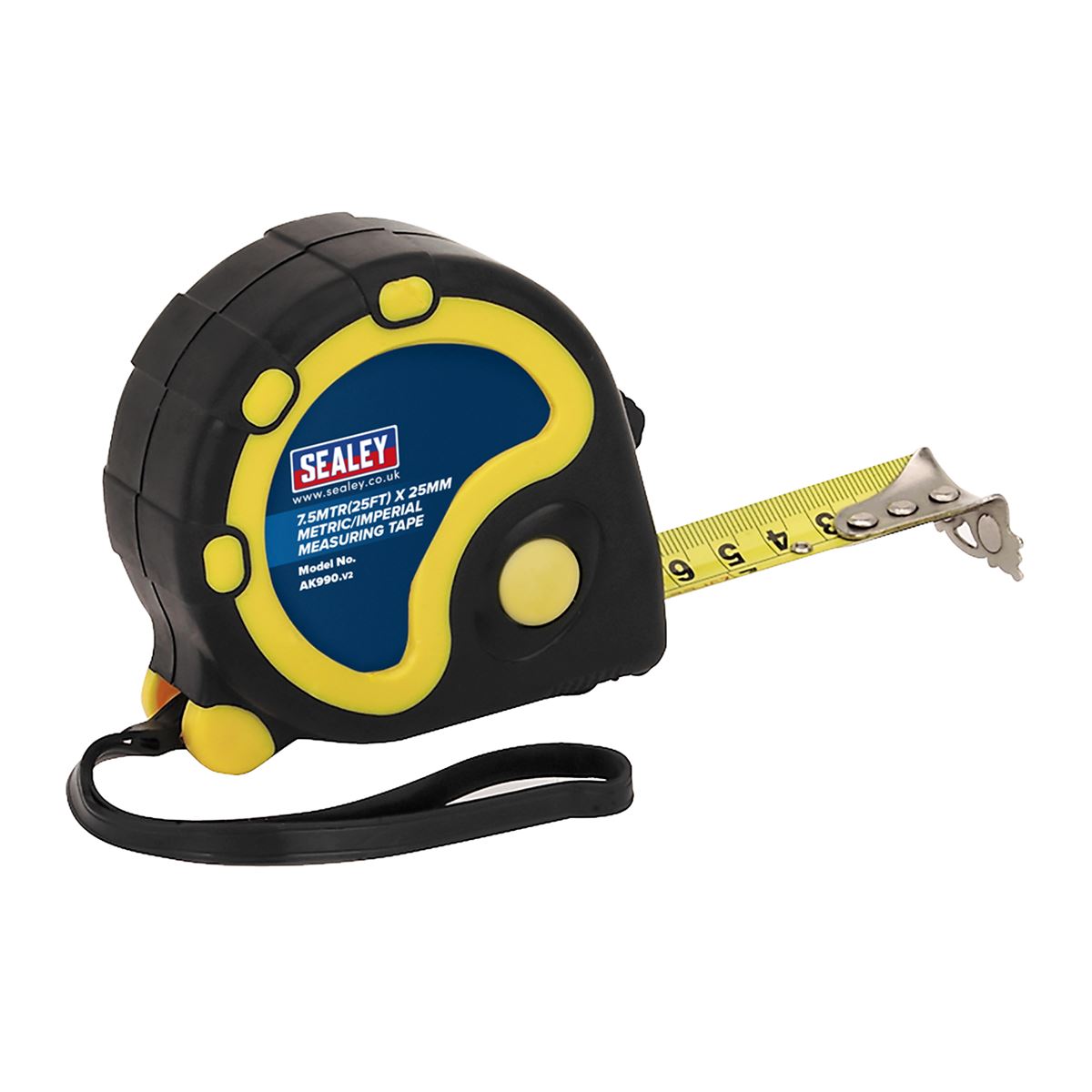 Sealey Rubber Tape Measure 7.5m(25ft) x 25mm Metric/Imperial AK990