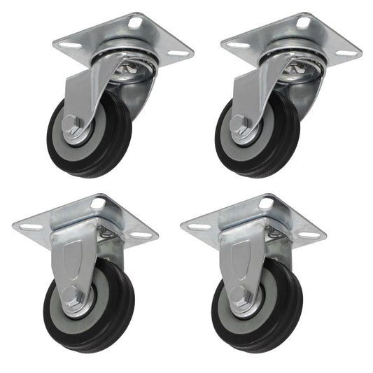 Sealey 4pc Castor Wheel Combo - Fixed & Swivel Plate 50mm SCWCOMBO1