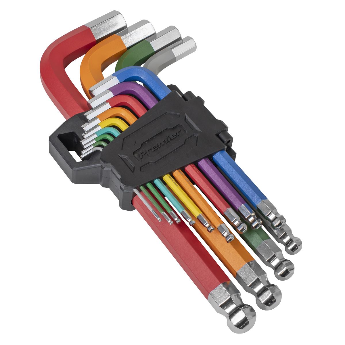 Sealey Premier Jumbo Ball-End Hex Key Set 13pc Colour-Coded Anti-Slip AK7192