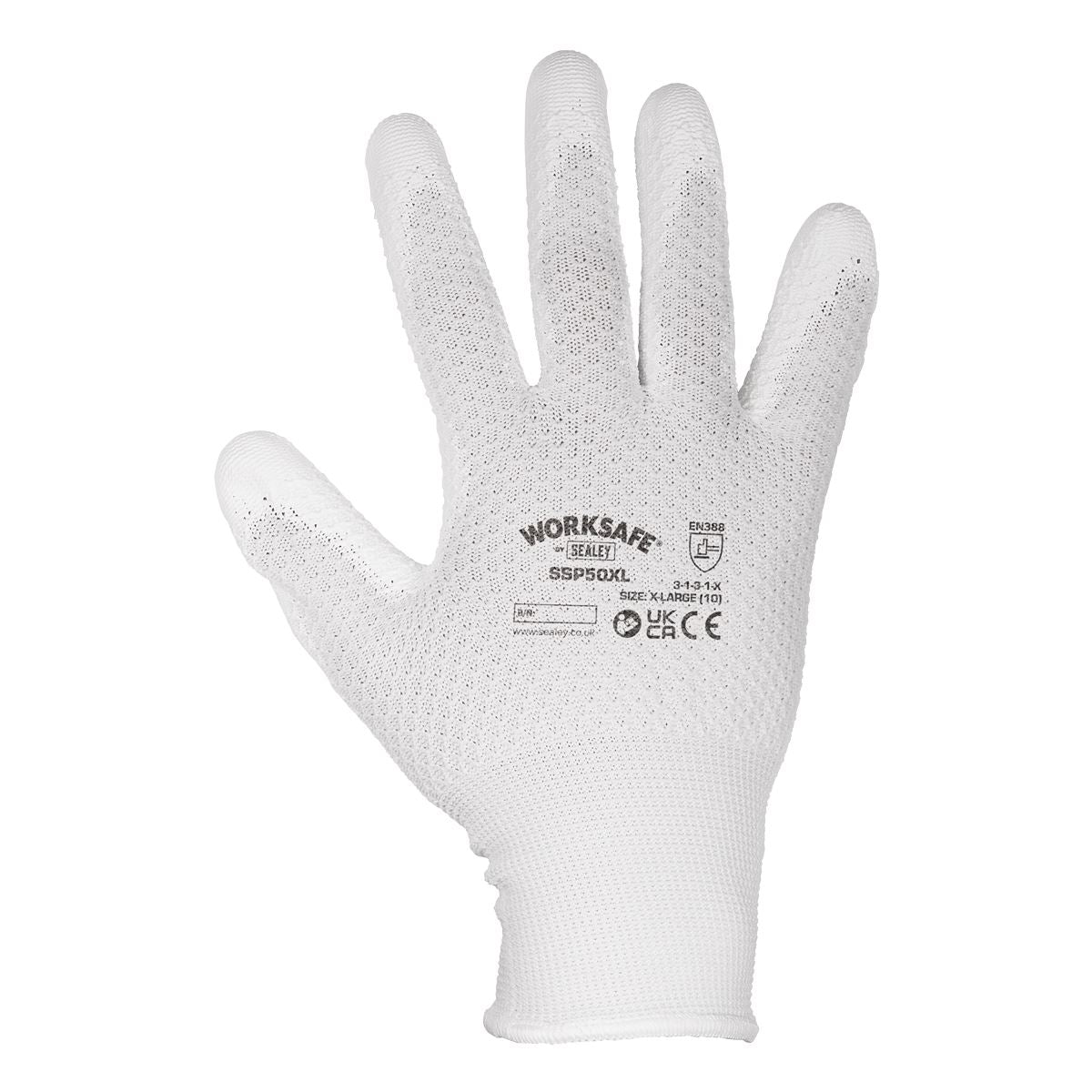 Sealey White Precision Grip Gloves X-Large- Pair SSP50XL