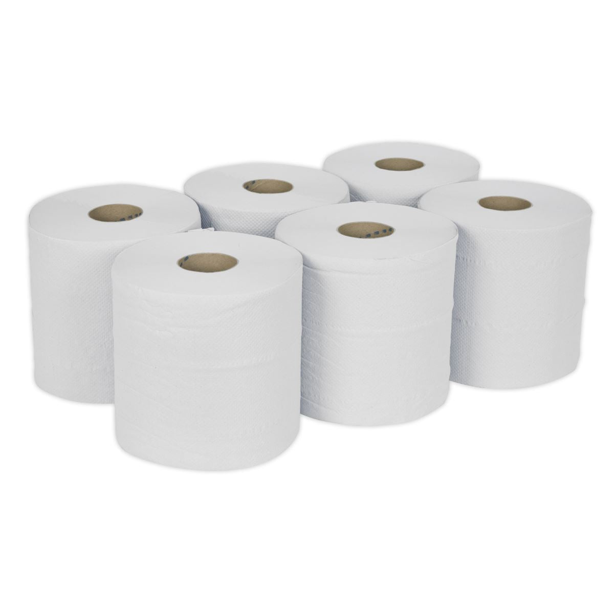 Sealey Paper Roll White 2-Ply Embossed 150m Pack of 6 WHT150