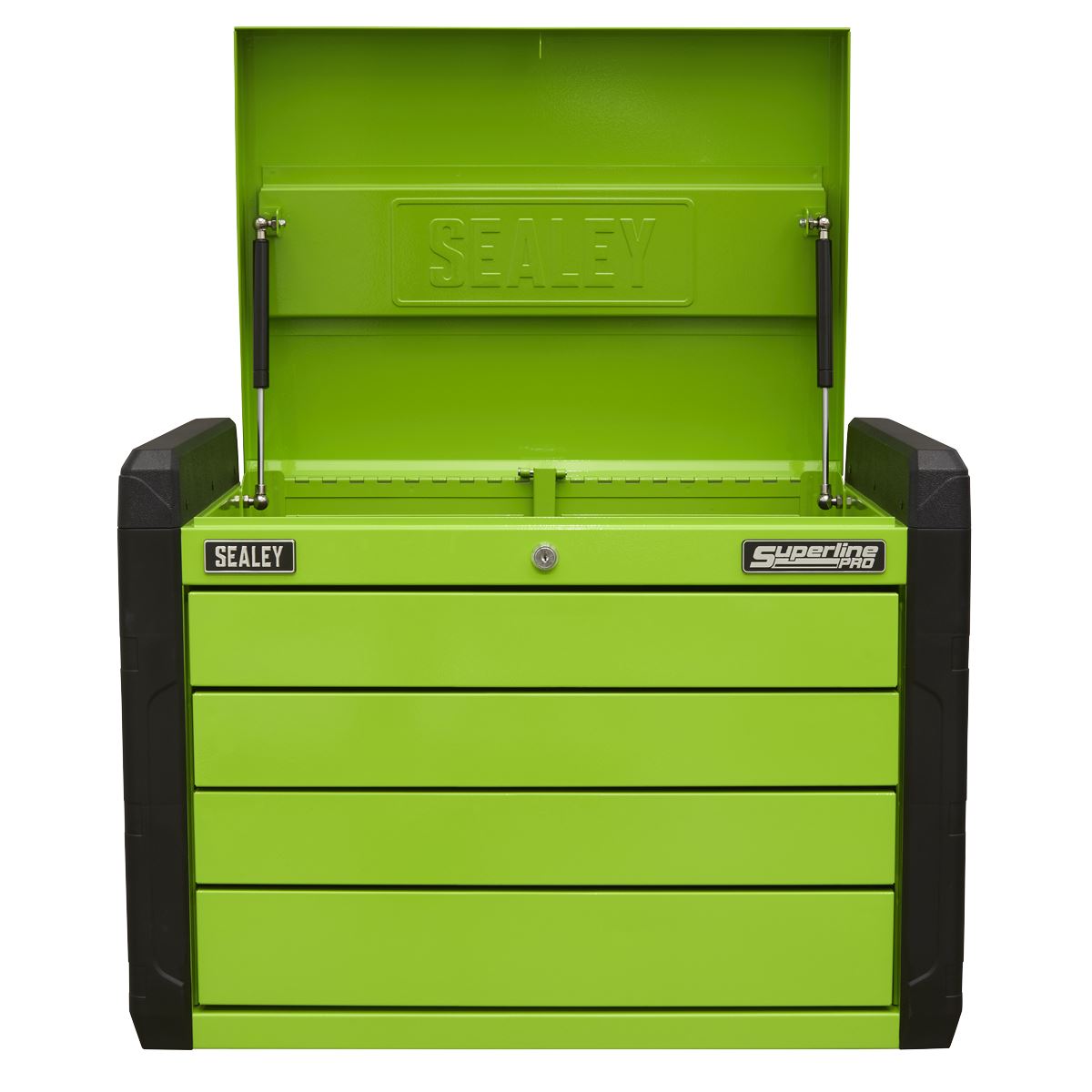 Sealey 4 Drawer Push-to-Open Topchest with Ball-Bearing Slides - Hi-Vis Green APPD4G