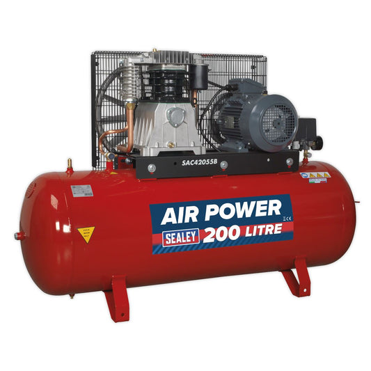 Sealey Air Compressor 200L Belt Drive 5.5hp 3ph 2-Stage SAC42055B