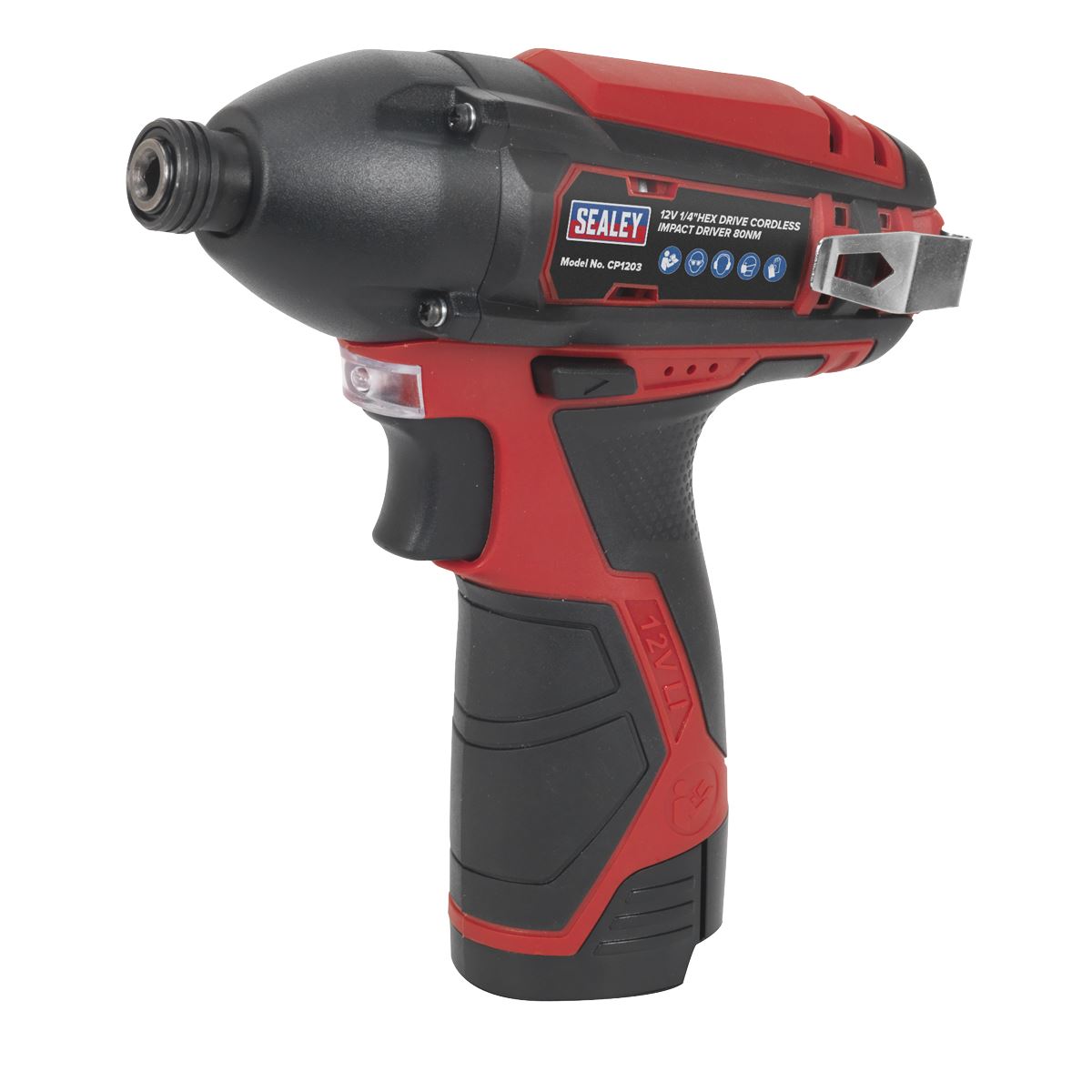 Sealey Cordless Impact Driver 1/4"Hex Dr 80Nm 12V Li-ion- Body Only CP1203