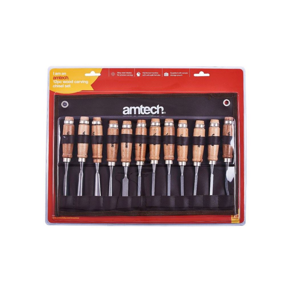 Amtech 12 Piece Wood Carving Chisel Set Wood Working Crafts - E0900