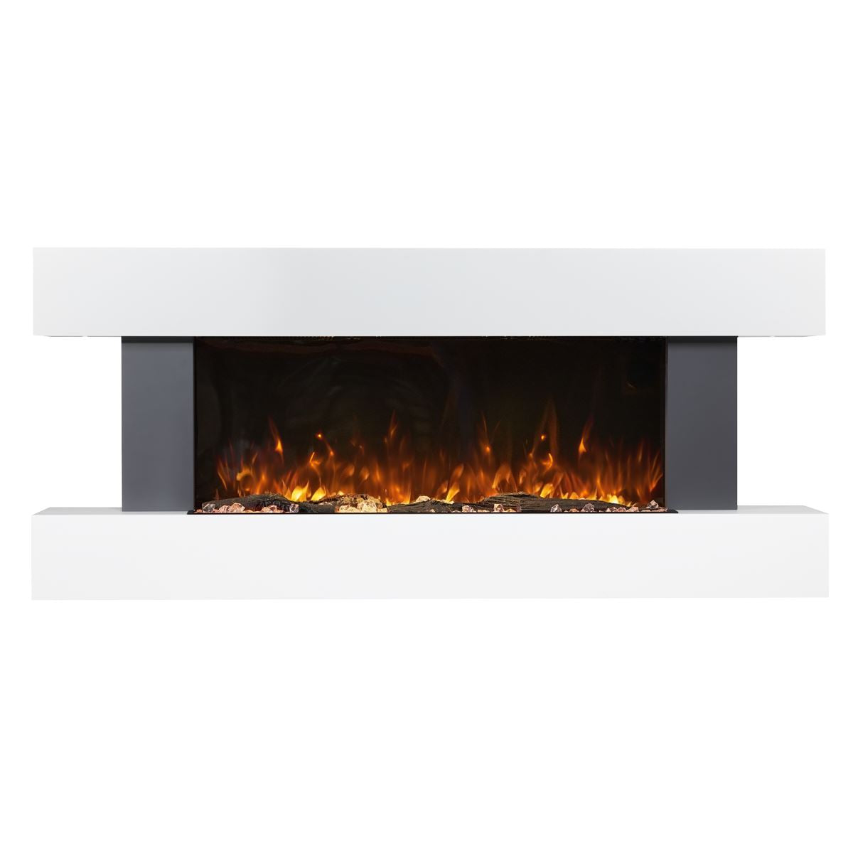 Baridi 46" Wall Mounted 1000W/2000W Electric Fireplace LED Flame Effect/Pebbles