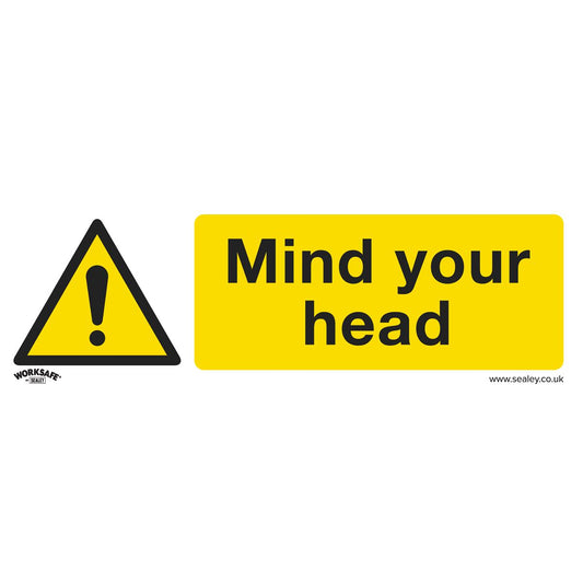 Sealey Safety Sign - Mind Your Head - Rigid Plastic - Pack of 10 SS39P10