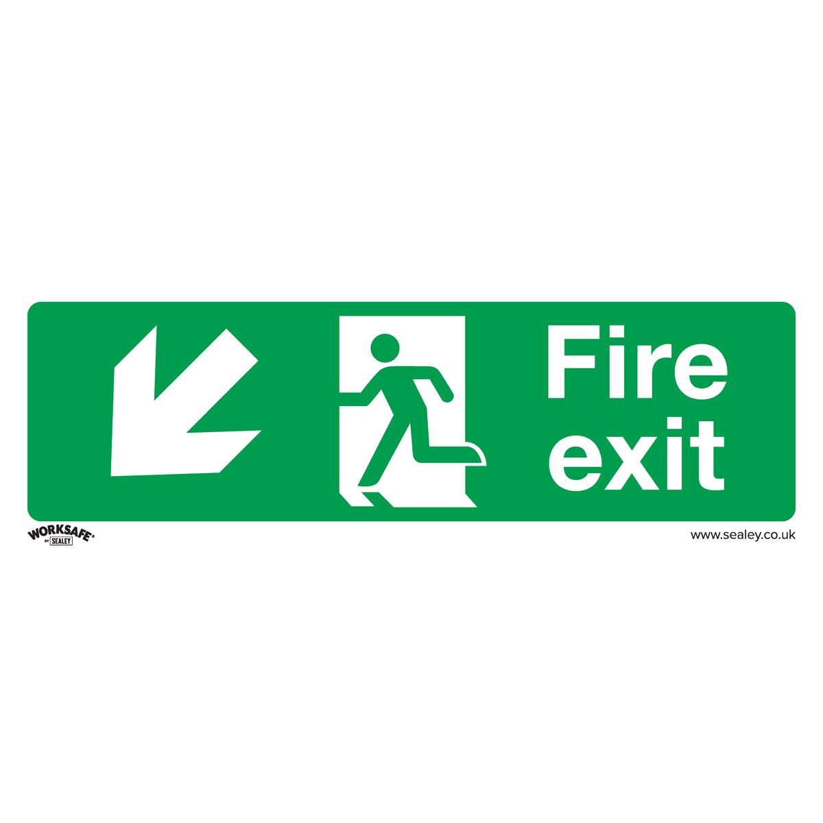 Sealey Safety Sign - Fire Exit (Down Left) - Rigid Plas. - Pk of 10 SS34P10