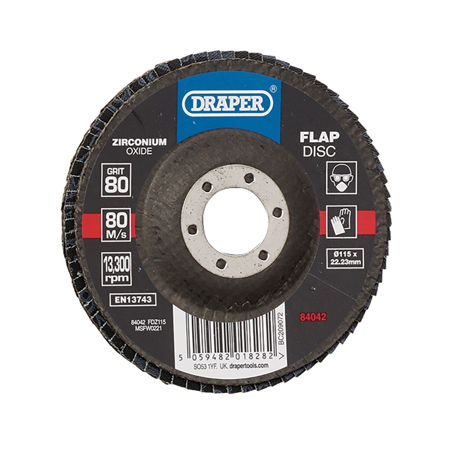 Draper 115mm Flap Disc 80G Zr FDZ115