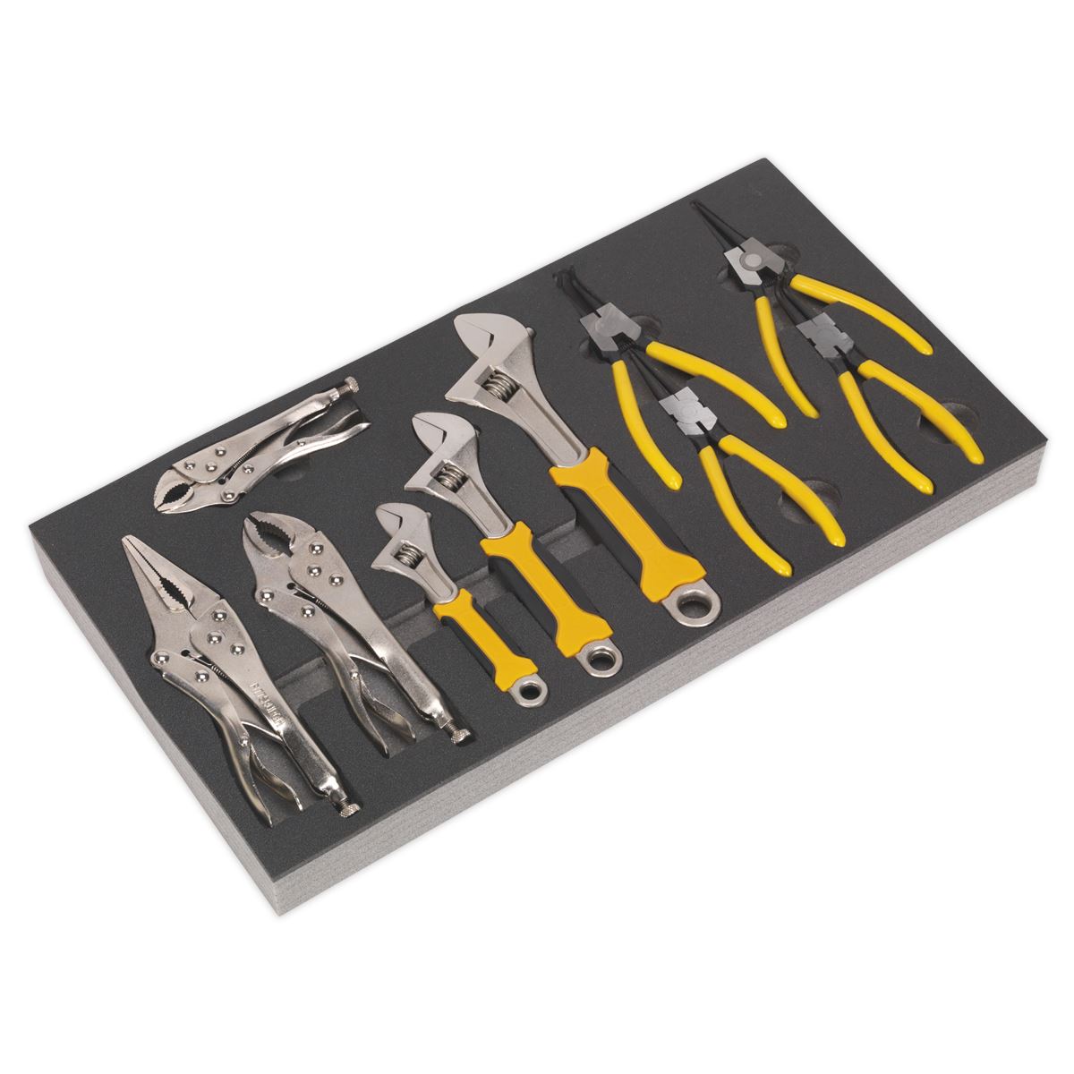 Sealey Tool Tray with Adjustable Wrench & Pliers Set 10pc S01130