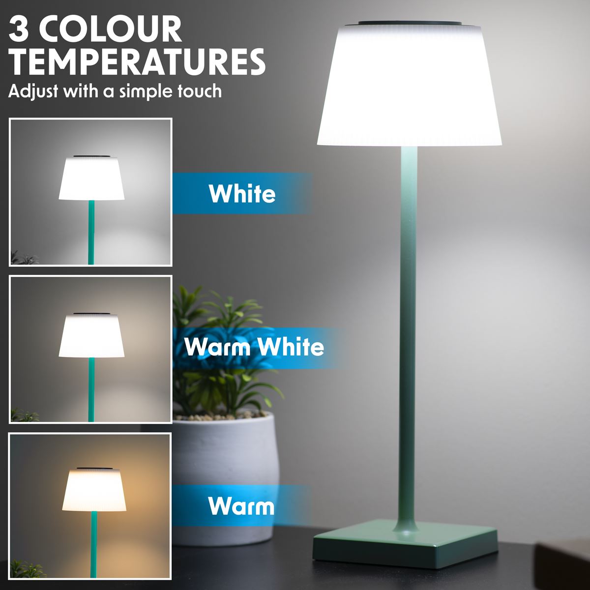 Sealey Dellonda Rechargeable Table Lamp for Home Office Restaurant RGB Colours DH214