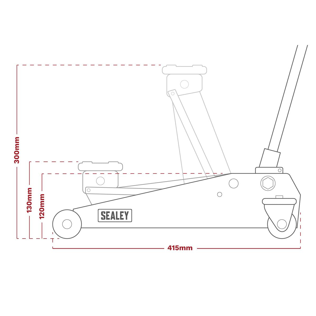 Sealey Trolley Jack 1.5 tonne Short Chassis 1015CX