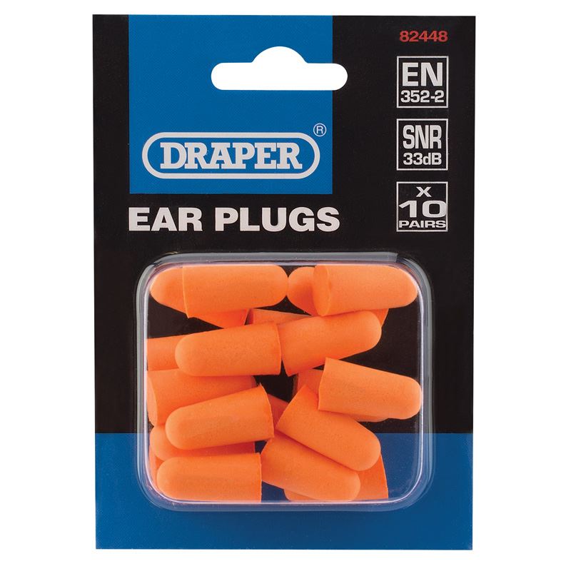 Draper Ear Plugs (Pack of 10 Pairs) EP10/B - 82448