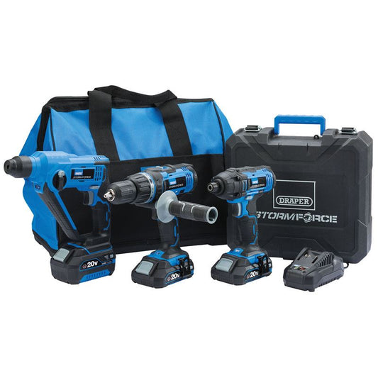 Draper 40449 Storm Force 20V Cordless Fixing Kit Power Tool Set Bundle