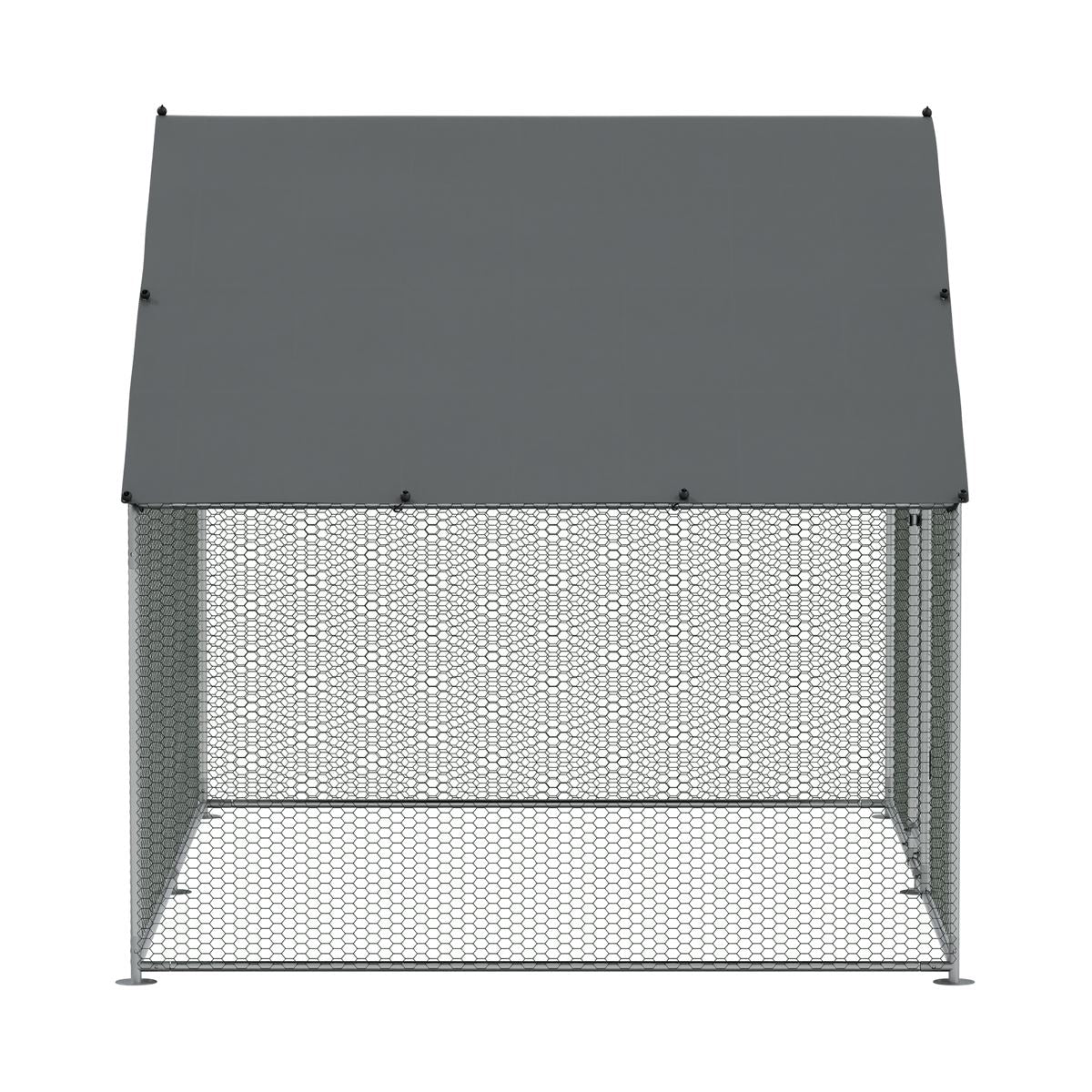 Dellonda 3x2x2m Walk-In Chicken Run, Galvanized Steel, Roof Cover, PVC Coated Chicken Wire DG278