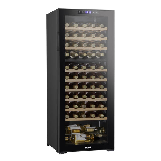 Sealey Baridi 55 Bottle Dual Zone Wine Cooler, Fridge with Digital Touch Screen Controls, Wooden Shelves & LED Light, Black DH93