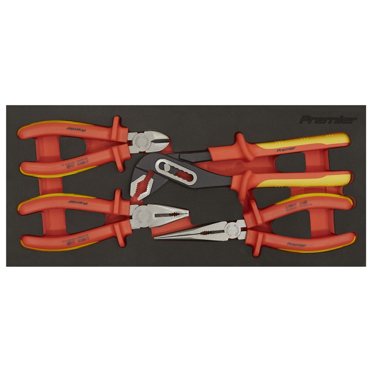 Sealey Insulated Pliers Set 4pc with Tool Tray - VDE Approved TBTE07