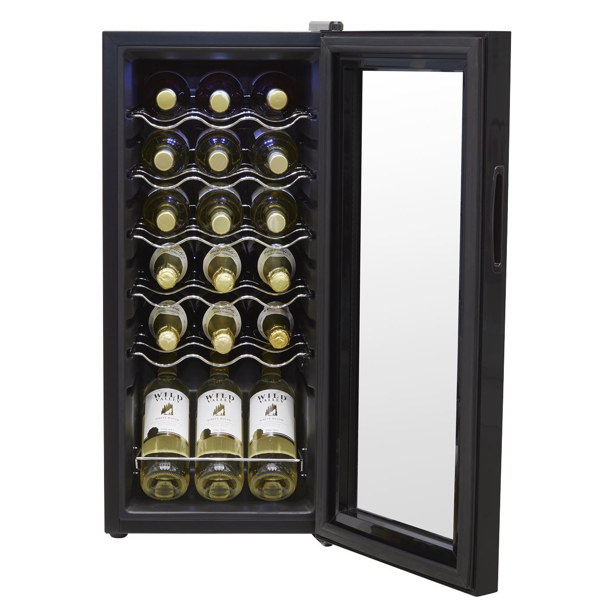 Sealey Baridi 18 Bottle Wine Fridge with Digital Touchscreen Controls & LED Light, Black DH6