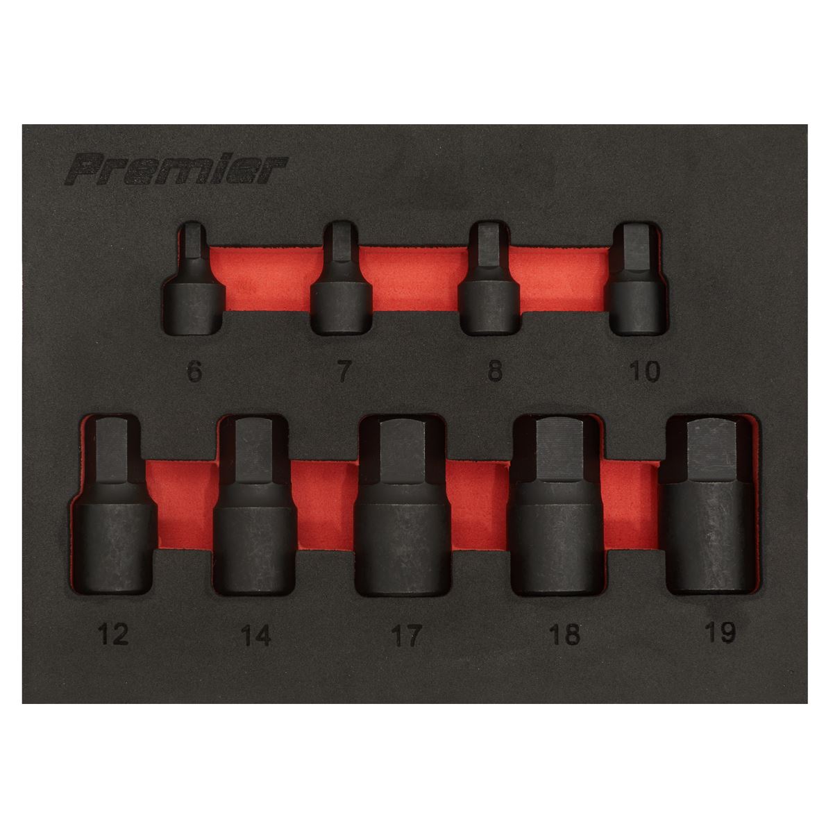 Sealey Low Pro. Impact Hex Socket Bit Set 1/4" & 3/8"Sq Drive 9pc AK5525