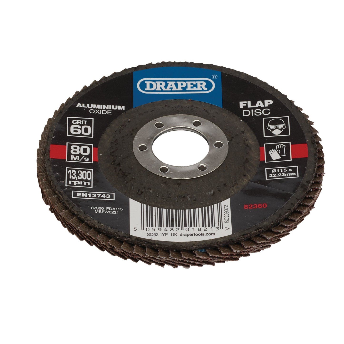 Draper 115mm Flap Disc 60G Alox FDA115