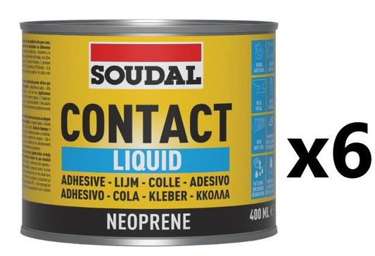 Soudal 6x Contact Adhesive Liquid - YELLOW (400ml)