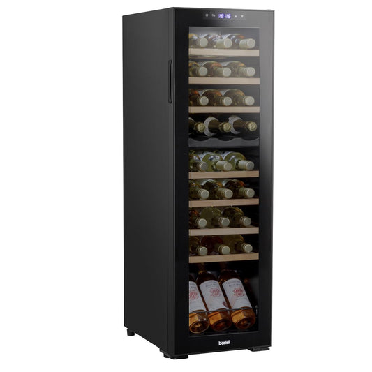 Sealey Baridi 27 Bottle Dual Zone Wine Cooler, Fridge with Digital Touch Screen Controls, Wooden Shelves & LED Light, Black DH90