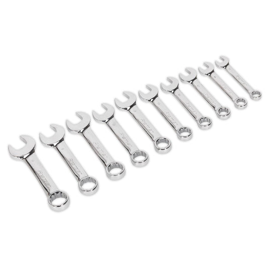 Sealey Combination Spanner Set 10pc Stubby Metric AK633