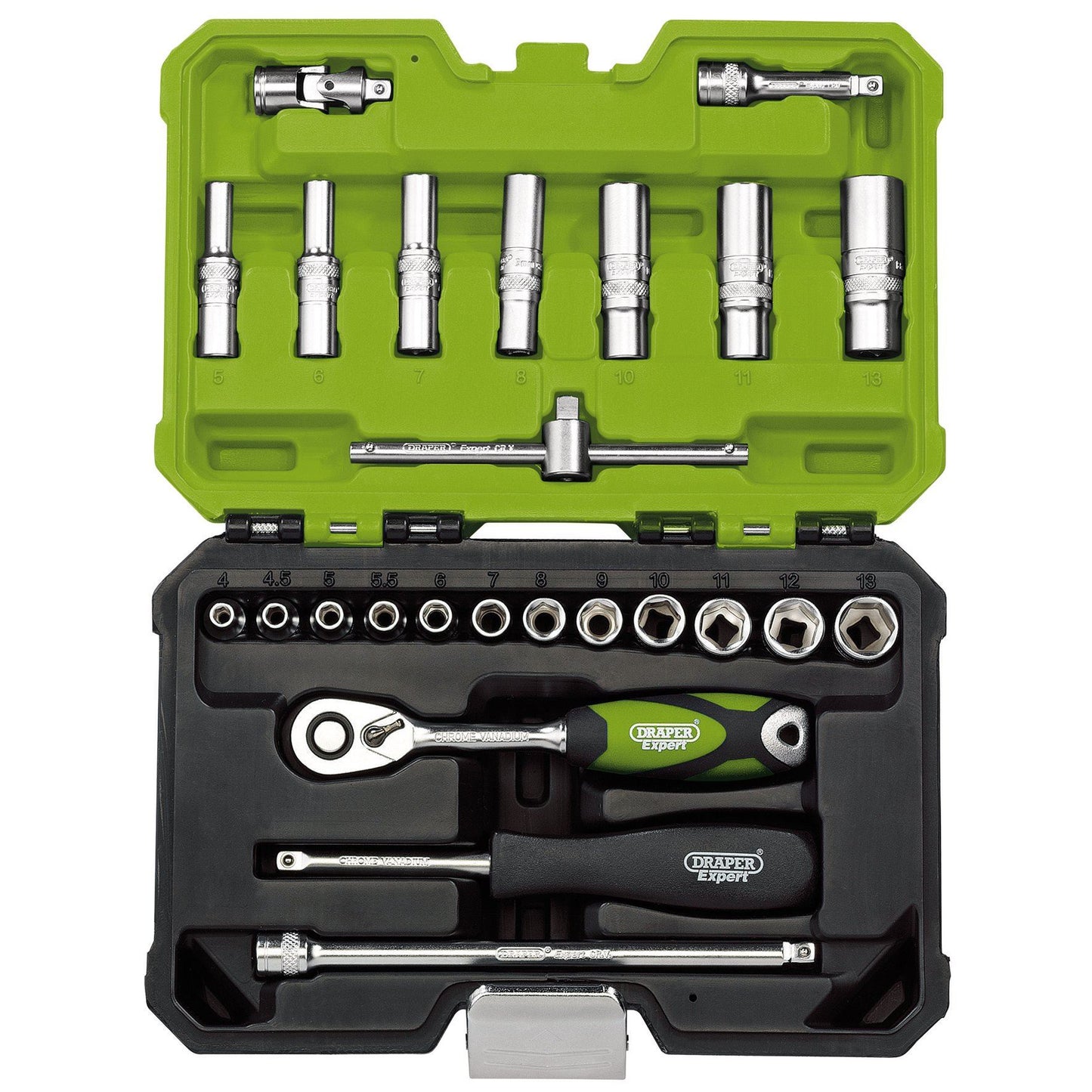 Draper 1/4" Sq.Dr 25Pc Socket Set B25MN/SG/GREEN