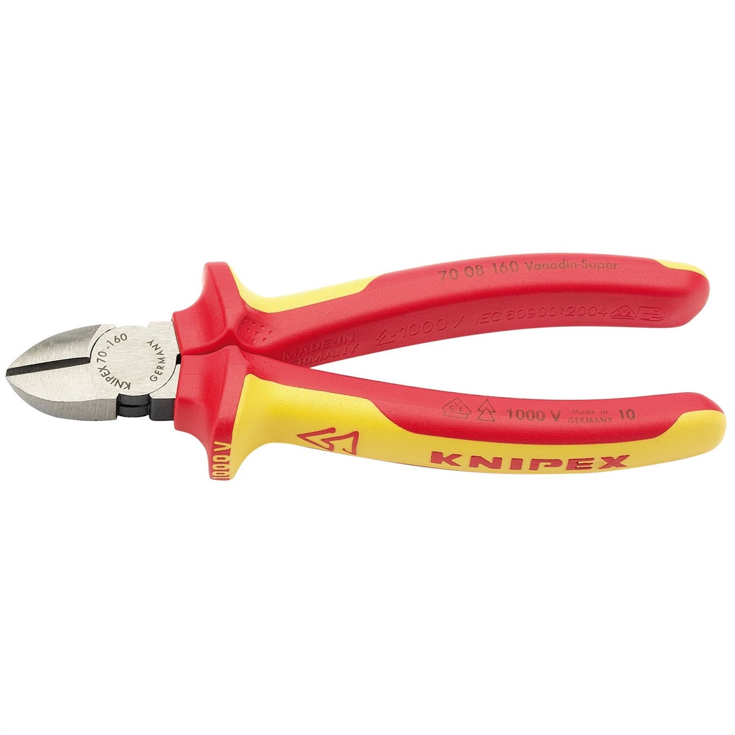 Knipex 70 08 160 VDE Fully Insulated Diagonal Side Cutters 160mm - Draper 31926