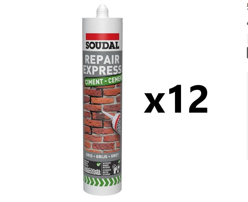 Soudal 12x Repair Express Cement - GREY (290ml)