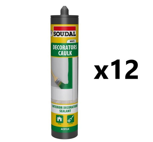 Soudal 12x Decorators Caulk Extra - WHITE (290ml) NONEU Tracked - 702397