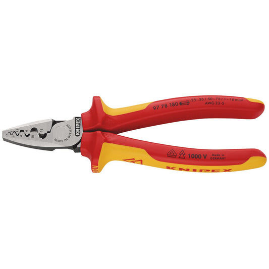 KNIPEX 97 78 180 SB VDE Insulated Crimping Pliers For End Sleeves, 180 mm