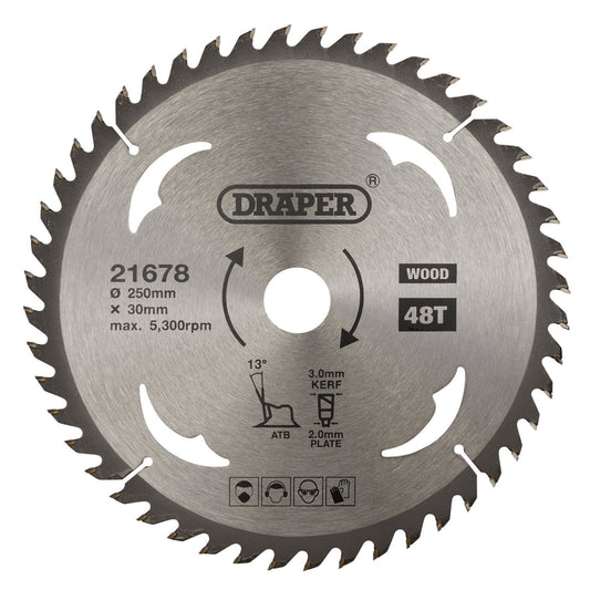 Draper Tct Saw Blade 250mm 48T Wood SBW11