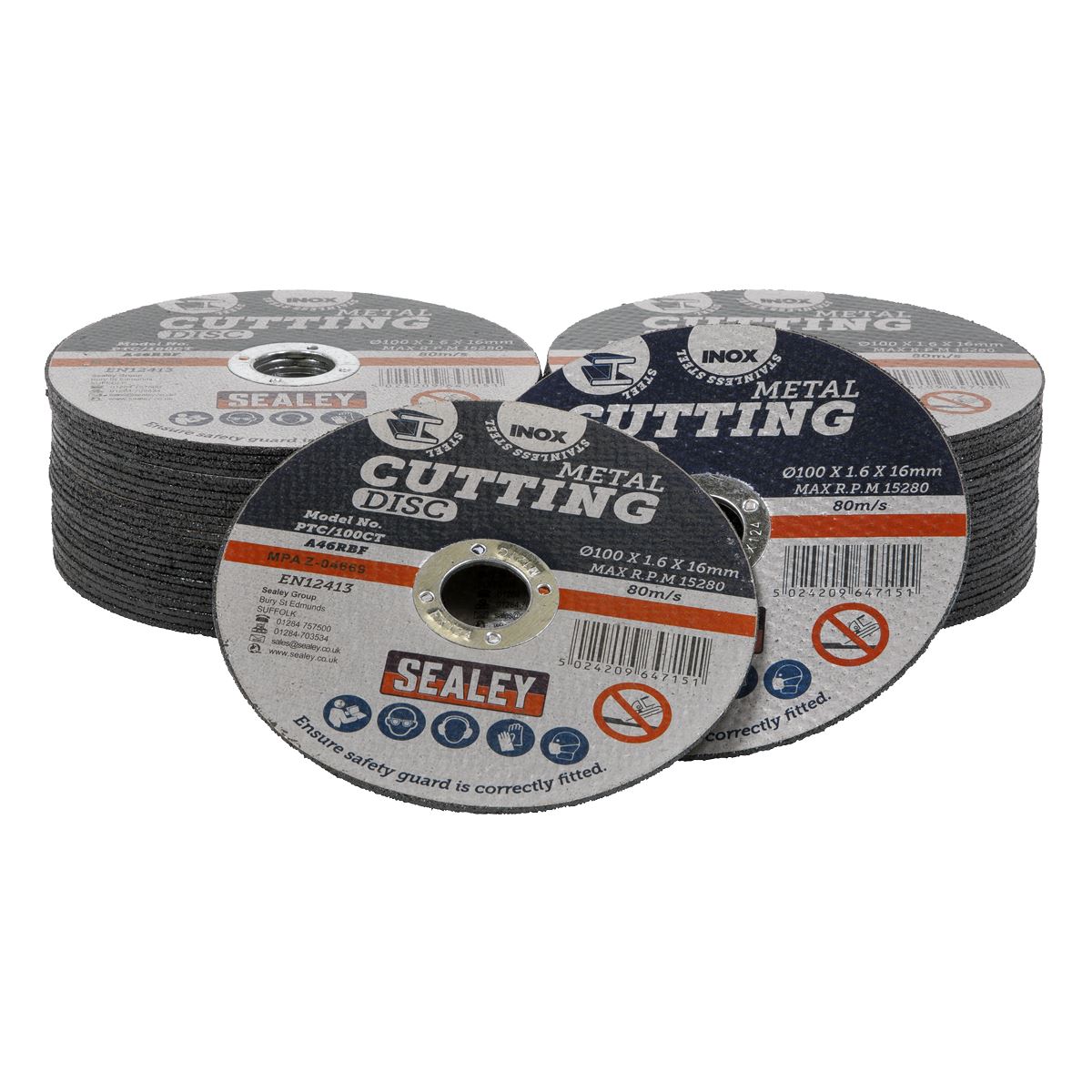 Sealey Cutting Disc Pack of 50 100 x 1.6mm 16mm Bore PTC/100CT50