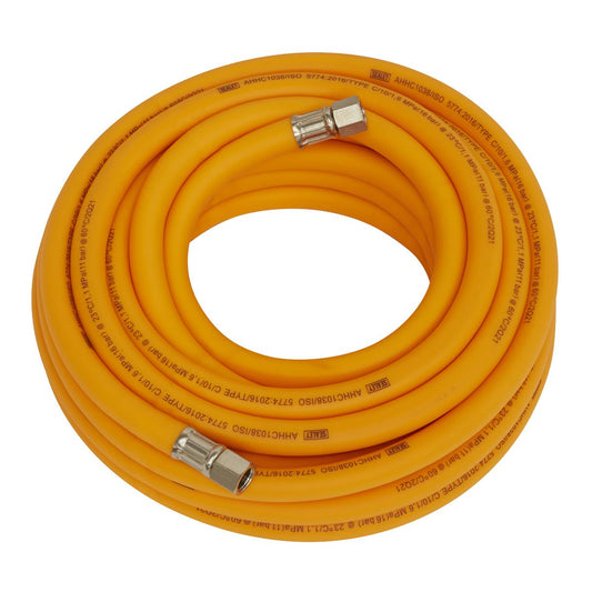 Sealey Air Hose 10m x 10mm Hybrid High Visibility 1/4"BSP Unions AHHC1038