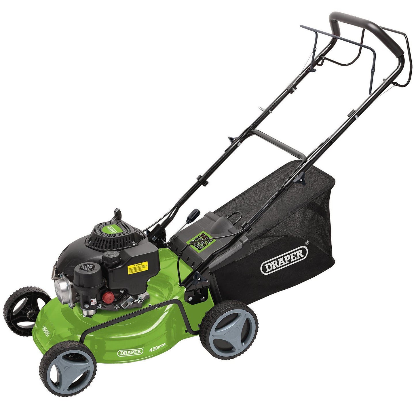 Draper Steel Deck Petrol Lawn Mower, 420mm, 132cc/3.3HP LMP410SP (8671) - 08671