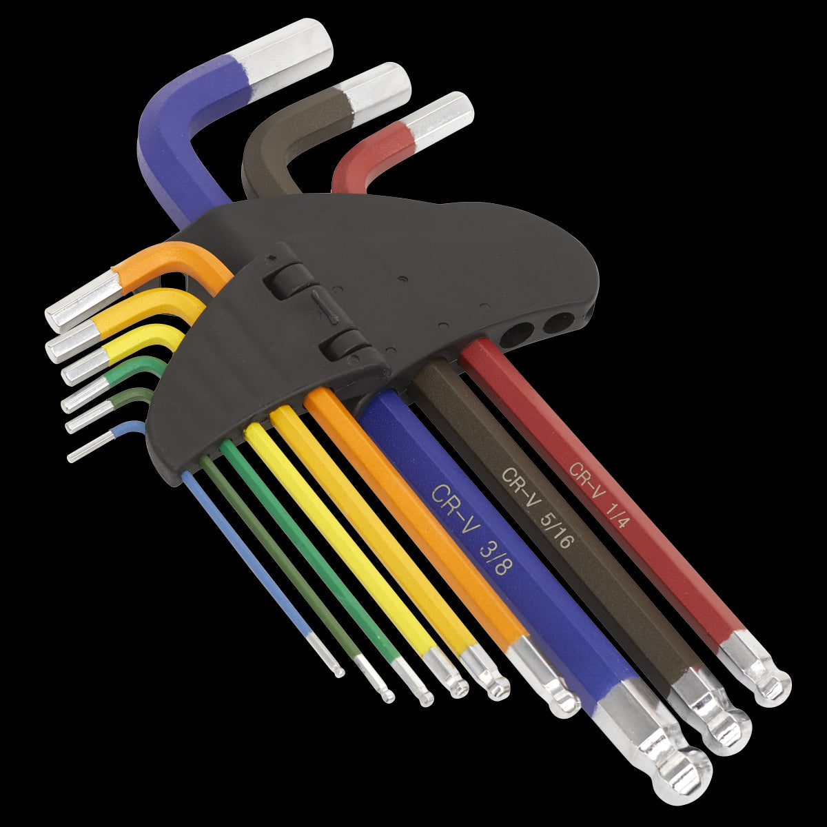 Sealey Ball-End Hex Key Set 9pc Long Colour-Coded Imperial AK7197