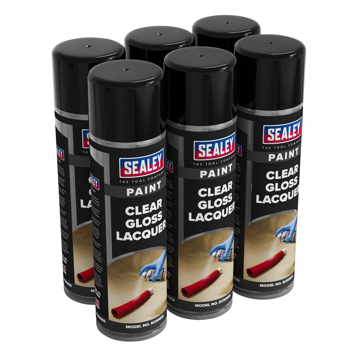 Sealey Gloss Lacquer 500ml, Clear - Pack of 6 SCS065