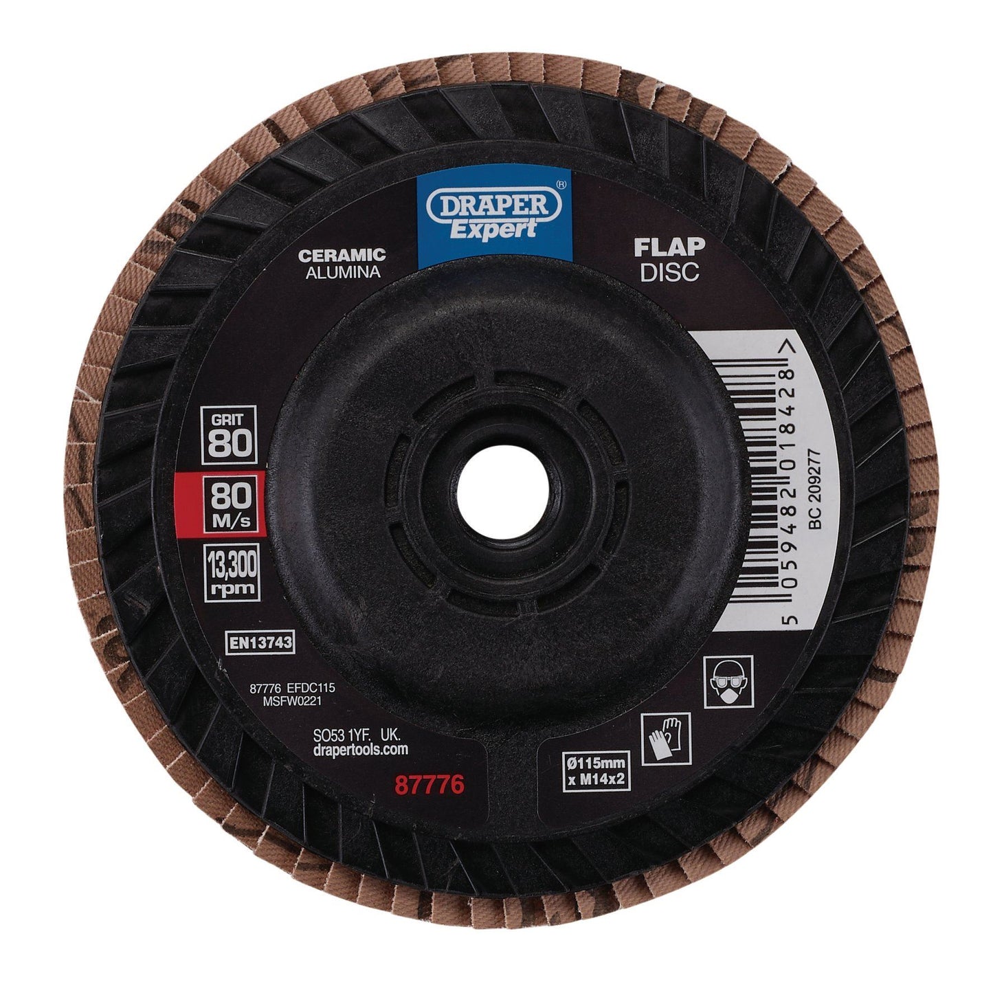 Draper 115mm Flap Disc 80G Ceramic EFDC115