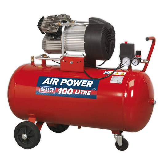 Sealey Air Compressor 100L V-Twin Direct Drive 3hp SAC10030