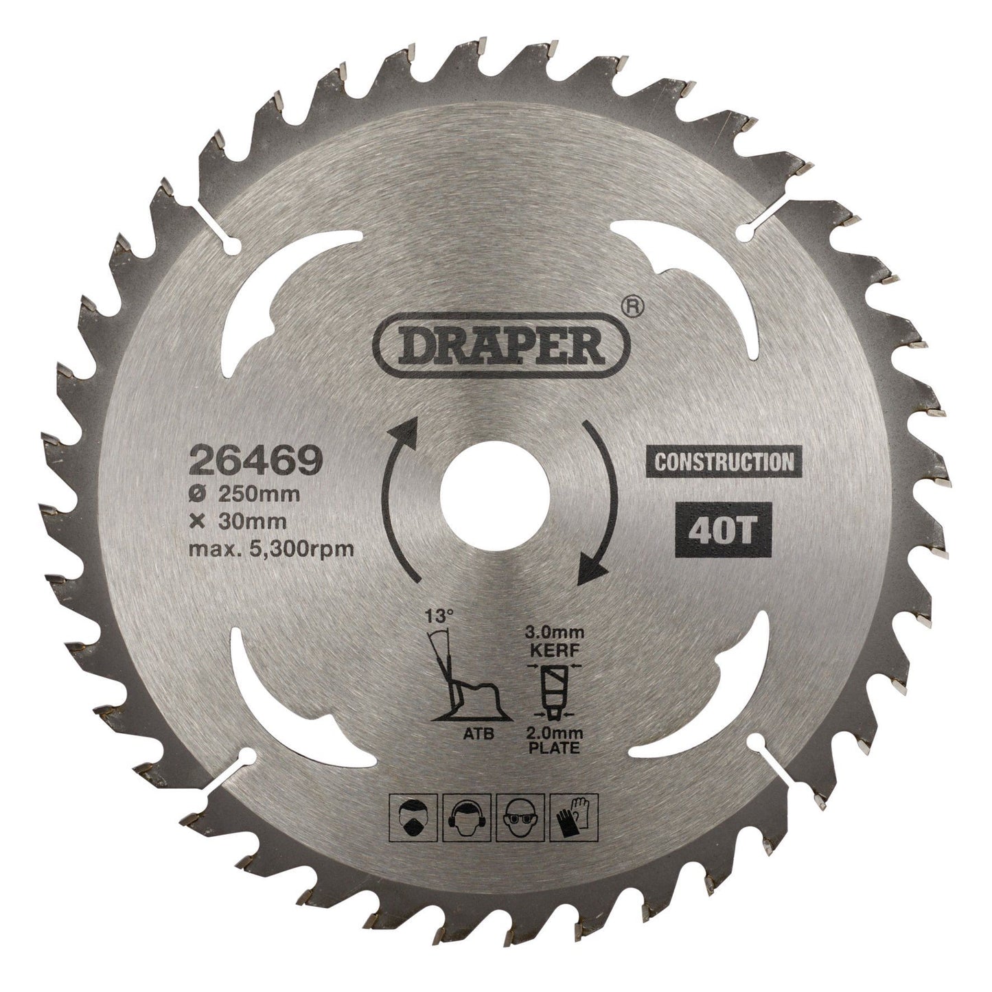 Draper Tct Saw Blade 250mm 40T Cons SBC7