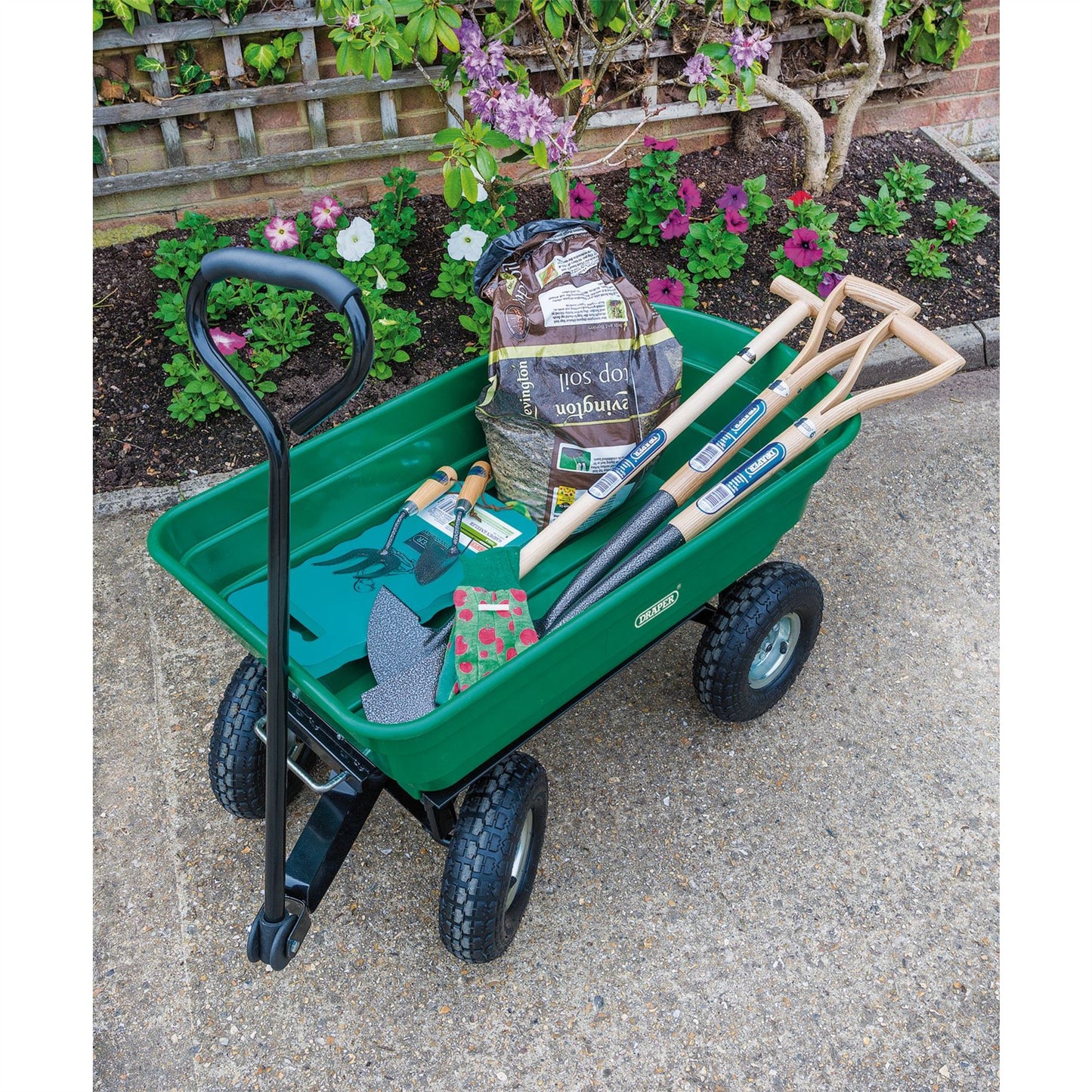 Draper Garden Tipper Cart Trolley Robust but Lightweight with 75L Tipping Bucket - 58553