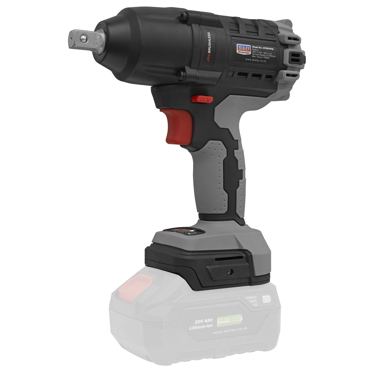 Sealey Brushless Impact Wrench 20V 1/2"Sq Drive 700Nm - Body Only CP20VPIW