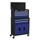 Sealey Topchest & Rollcab Combination 6 Drawer with Ball-Bearing Slides - Blue/Black & 170pc Tool Kit AP22BCOMBO