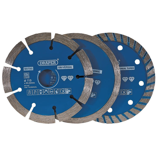 Draper 115mm Diamond Blade Set (3 Piece) DBP2 - 99795