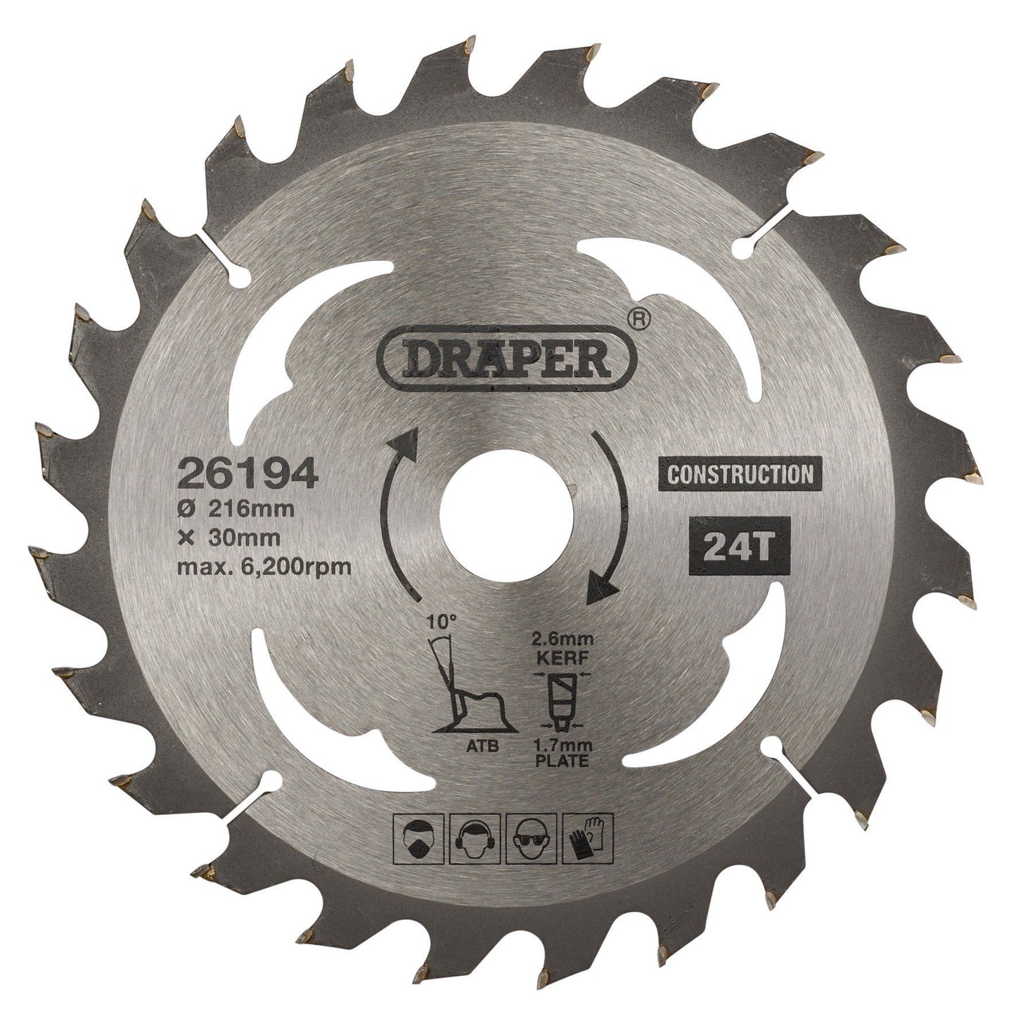 Draper Tct Saw Blade 216mm 24T Cons SBC4