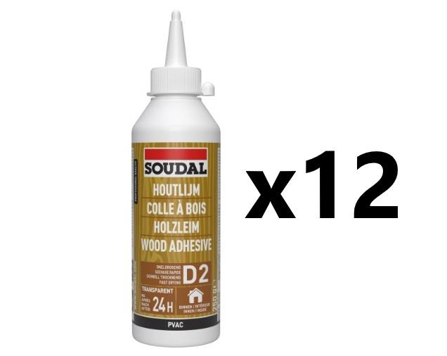 Soudal 12x D2 PVAc Wood Adhesive 250g