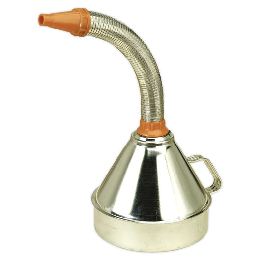 Sealey Funnel Metal with Flexible Spout & Filter 200mm FM20F