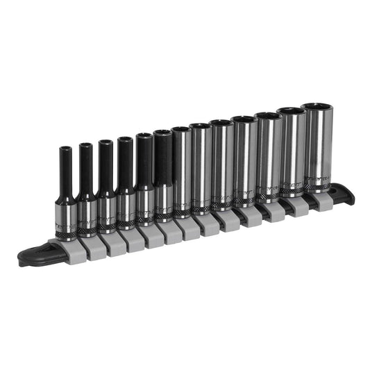 Sealey Socket Set Deep 13pc 1/4"Sq Drive Metric - Black Series AK7991